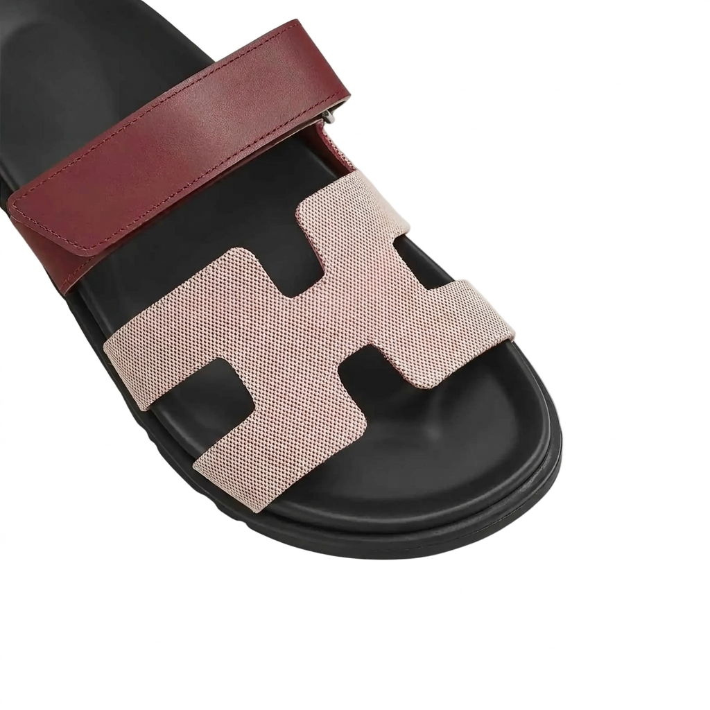 Chypre Sandals in Canvas and Calfskin Women