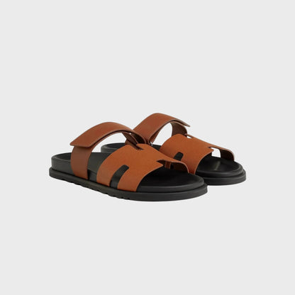 Hermes Chypre Sandals in Calfskin and Epsom Heritage Calfskin Men