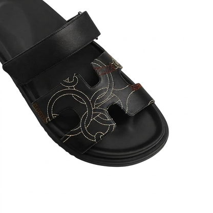 Chypre Sandal in Panoplie Equestre Embroidered Calfskin Women