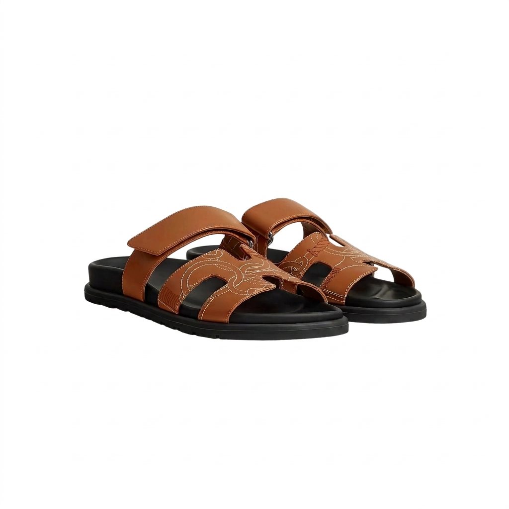 Chypre Sandal in Panoplie Equestre Embroidered Calfskin Women