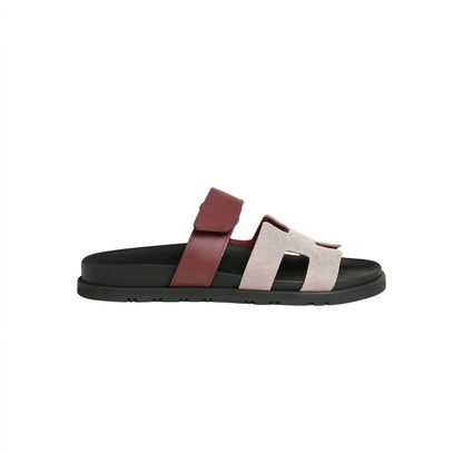 Chypre Sandals in Canvas and Calfskin Women